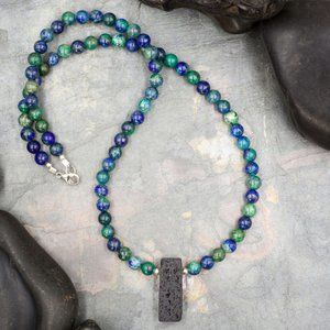 Azurite with Malachite Aromatherapy Necklace